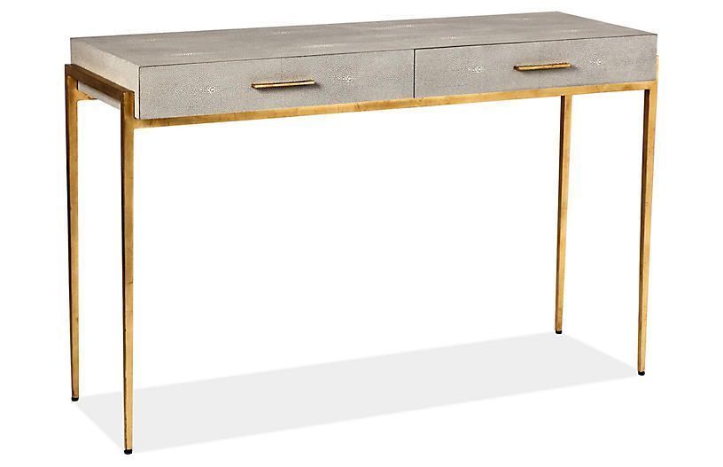 Monrand Faux Shagreen Console, Taupe $1,465.00 | Living Regarding Faux Shagreen Console Tables (Photo 5 of 20)