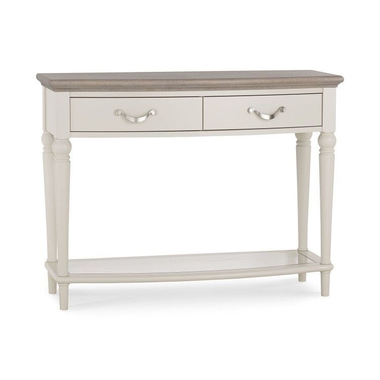 Montreux Grey & Washed Oak Console Table | Oak Furniture House For Gray Driftwood And Metal Console Tables (View 8 of 20)