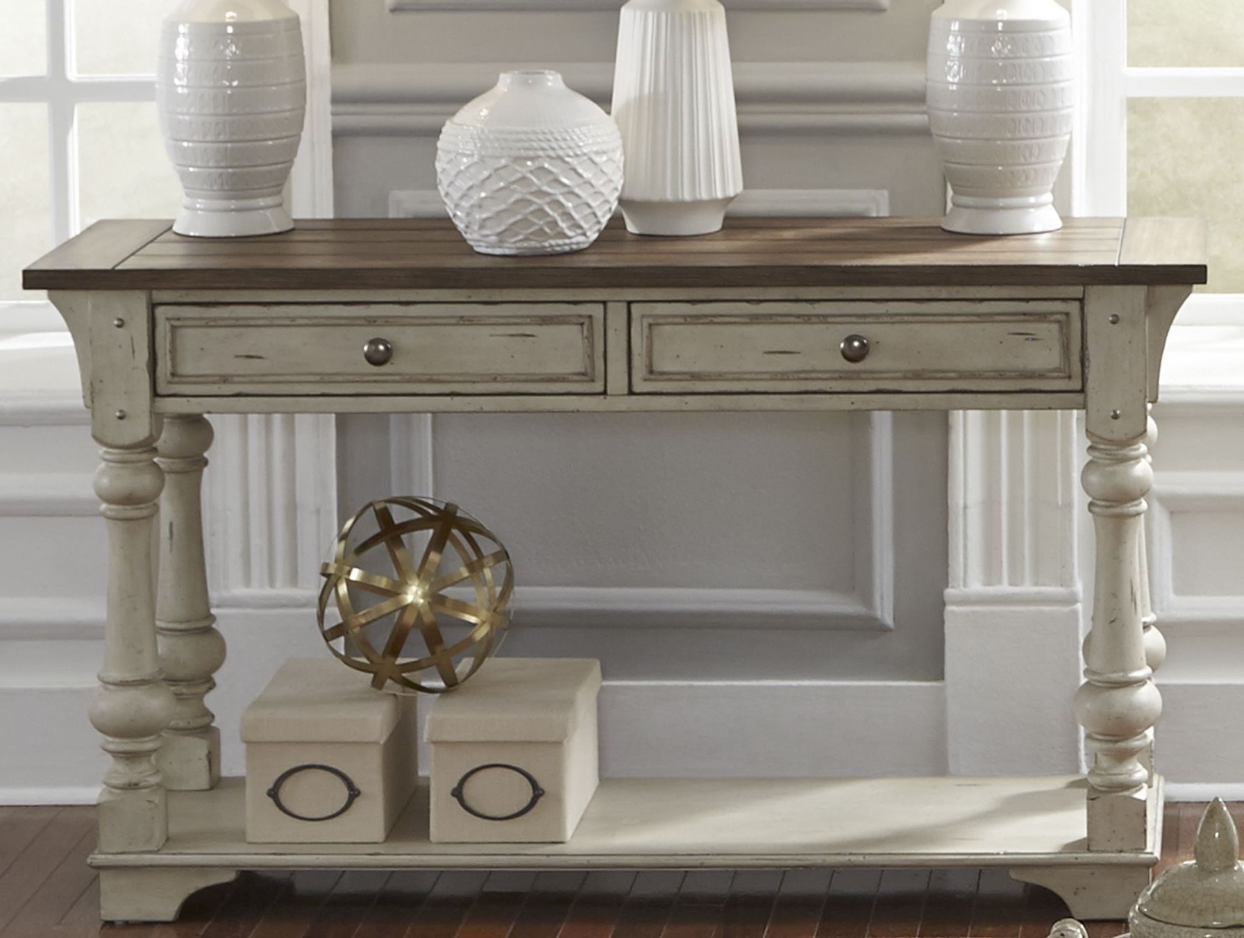 Morgan Creek Antique White Sofa Table From Liberty For Antique White Black Console Tables (View 4 of 20)