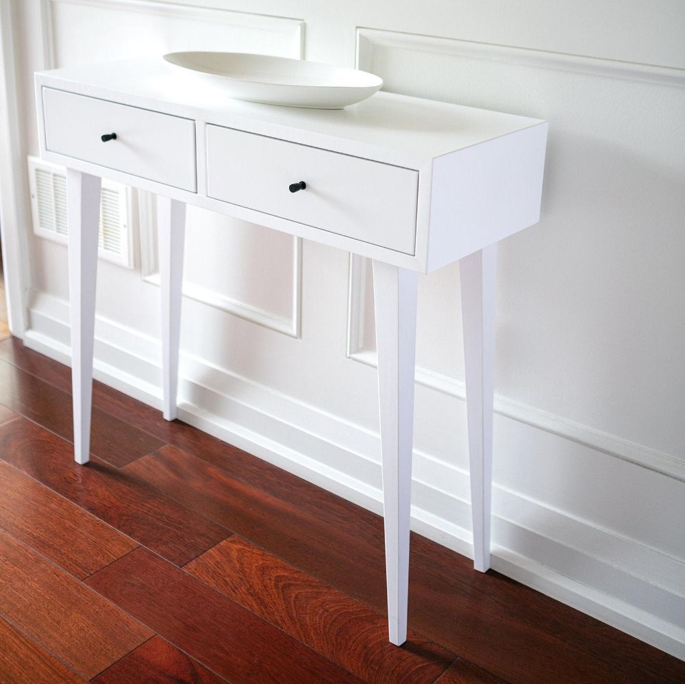 Narrow Console Table With Drawers, White Console, Narrow With Regard To White Geometric Console Tables (View 2 of 20)