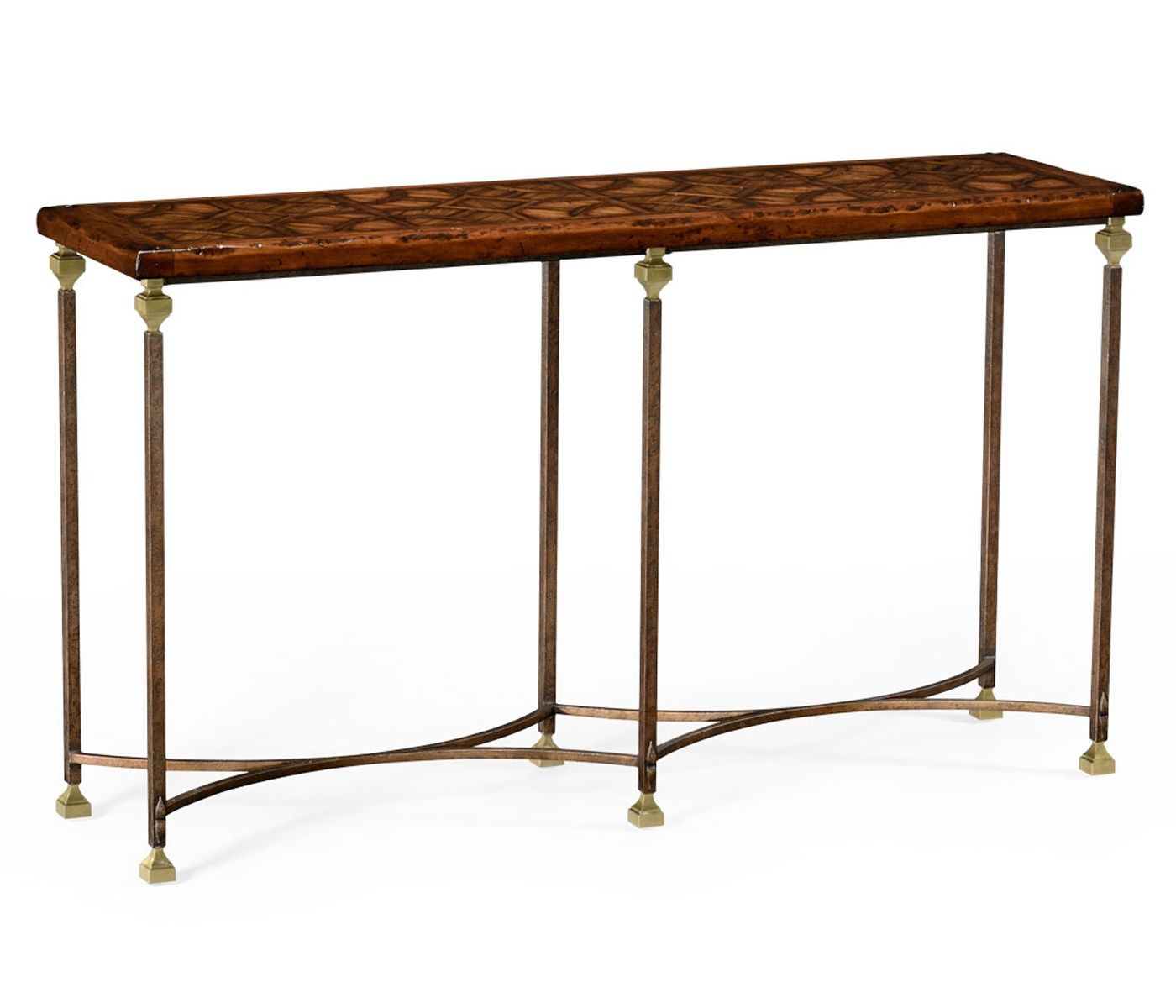 Narrow Walnut Iron Console Table | Swanky Interiors Pertaining To Round Iron Console Tables (View 17 of 20)