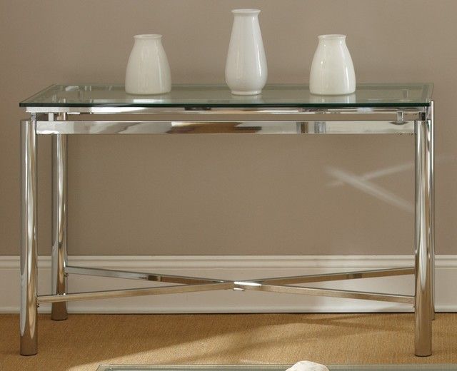 Natal Chrome And Glass Sofa Table – Contemporary – Console With Chrome And Glass Rectangular Console Tables (View 16 of 20)