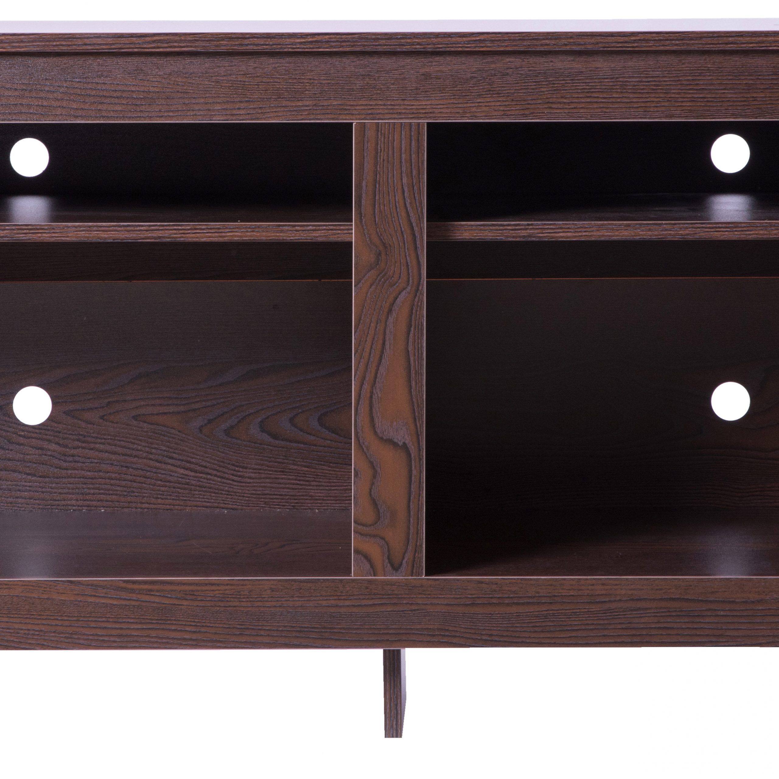 New Basicwise Wooden Tv Stand Console Table With Shelves With Regard To Matte Black Console Tables (View 6 of 20)