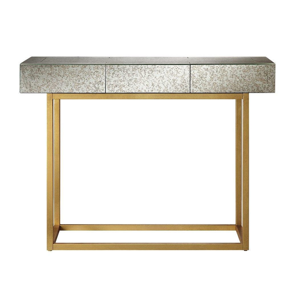 New Myla Console Table Glass Silver Metallic Gold Modern In Glass And Gold Console Tables (Photo 4 of 20)