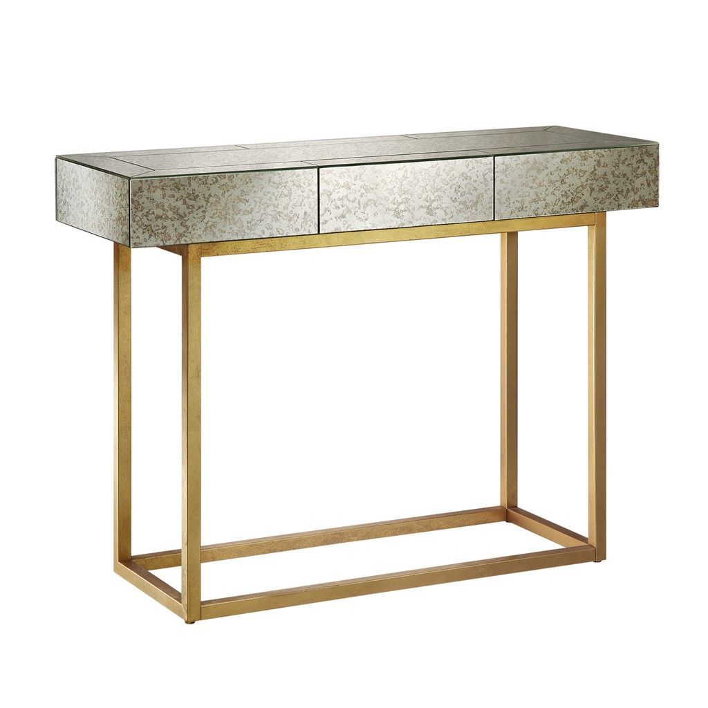 New Myla Console Table Glass Silver Metallic Gold Modern Within Gold And Mirror Modern Cube Console Tables (Photo 4 of 20)