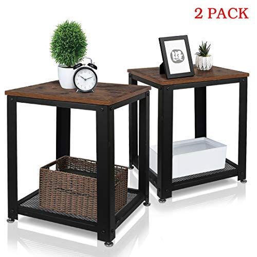 Night Stand Side Table – 2 Tiers Coffee Sofa End Tables For Espresso Wood Storage Console Tables (Photo 19 of 20)