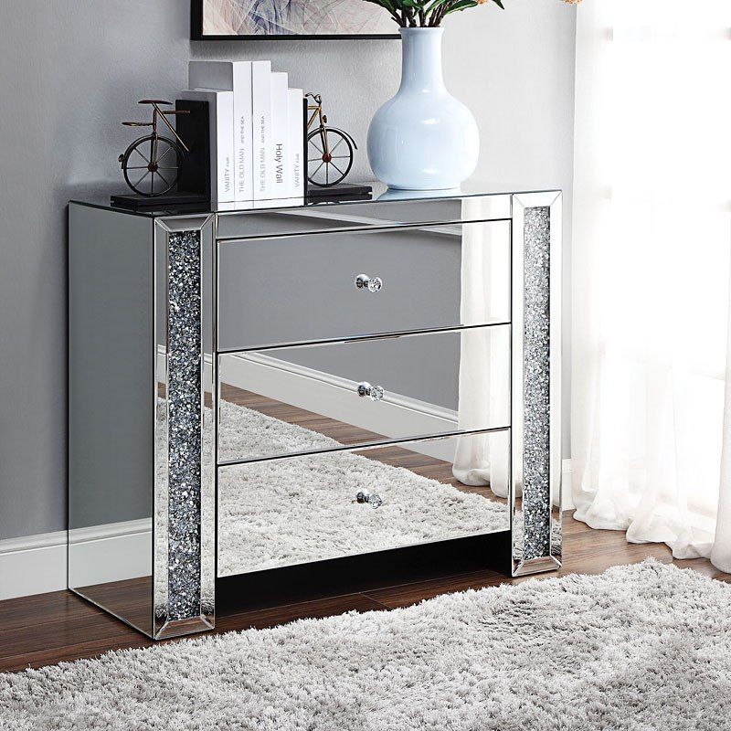 Noralie 32 Inch Mirrored Console Table Acme Furniture With Mirrored Console Tables (Photo 19 of 20)
