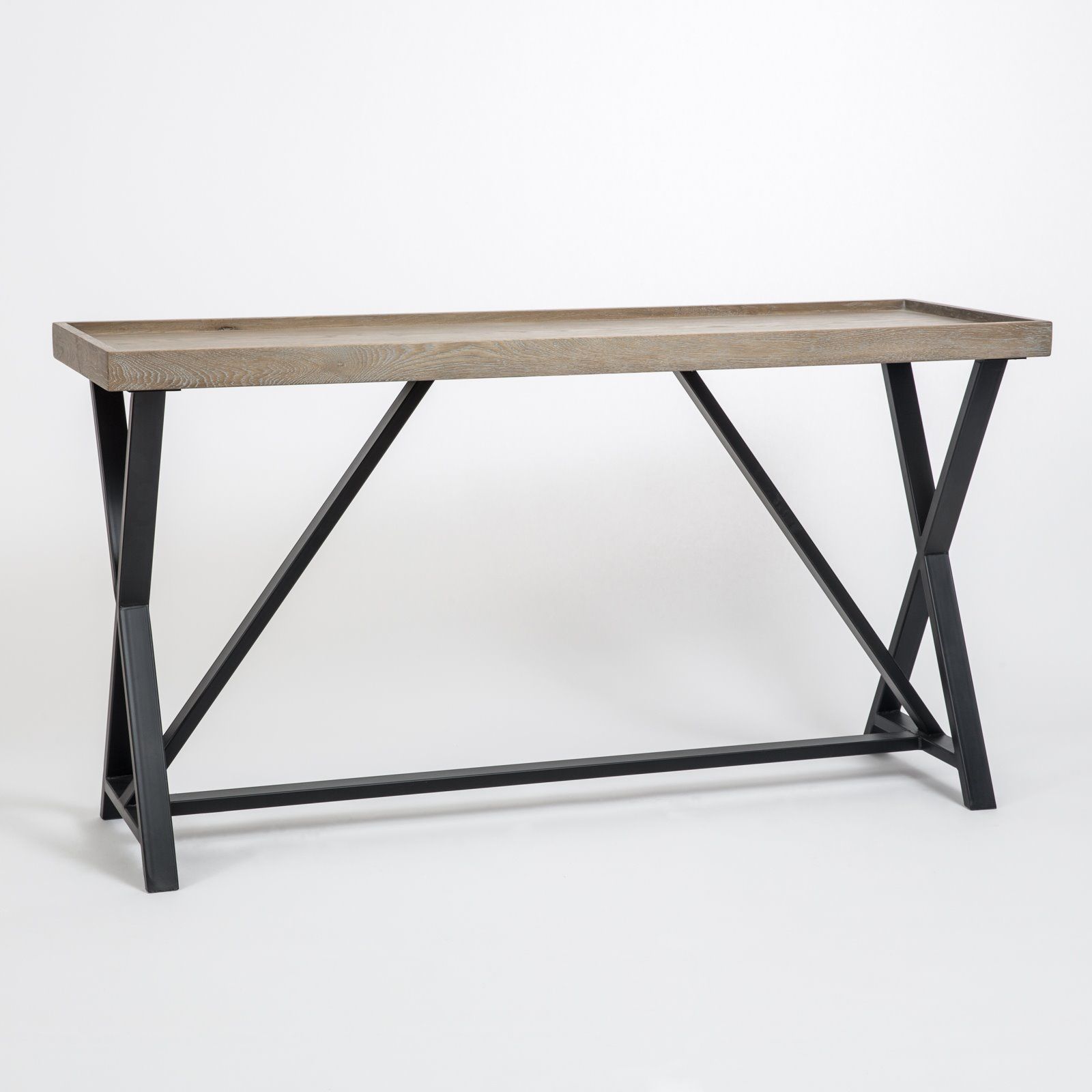 Oak And Metal Console Table Throughout Black And Oak Brown Console Tables (View 12 of 20)