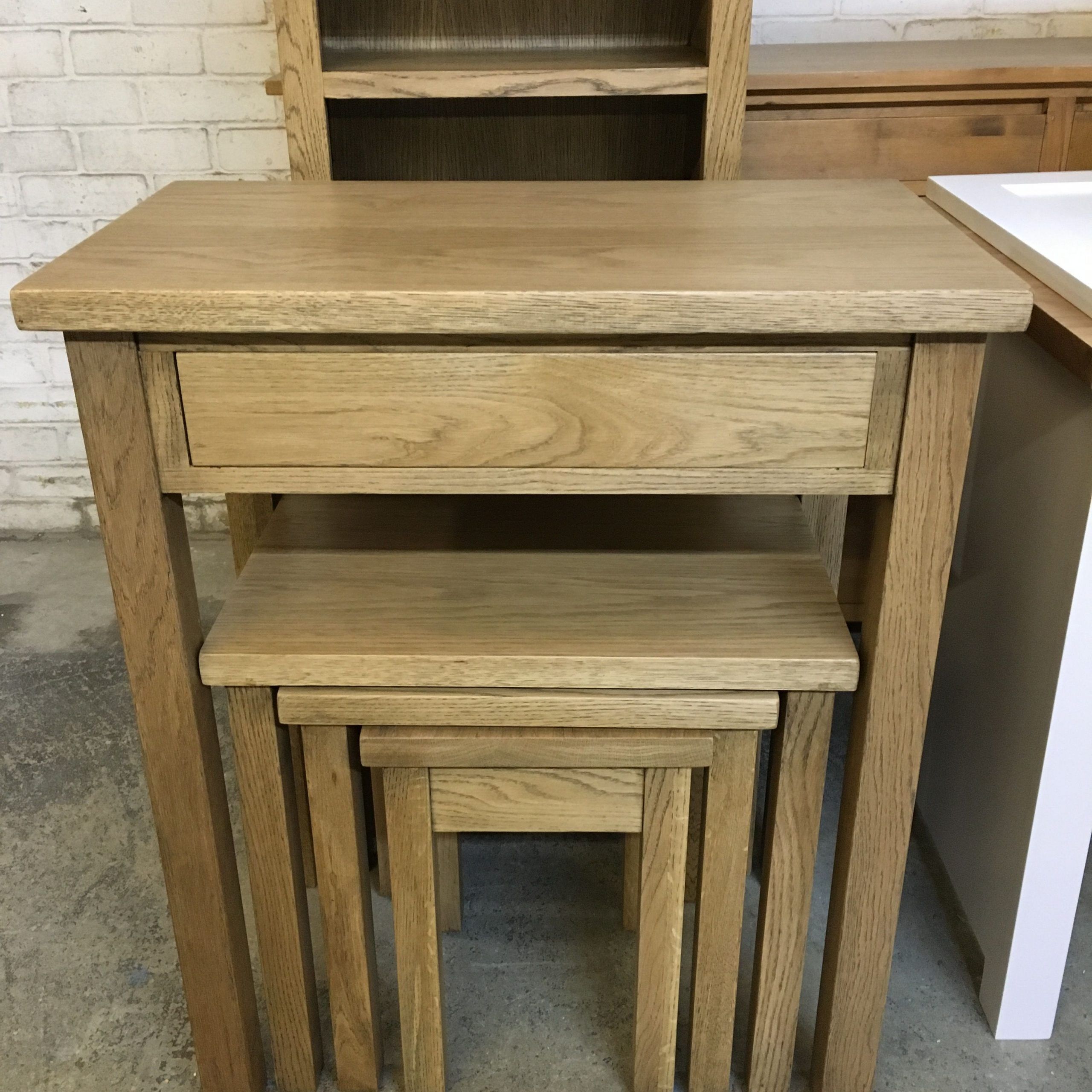 Oak Console Table With A Nest Of Tables Made To Fit Inside Inside Nesting Console Tables (View 14 of 20)