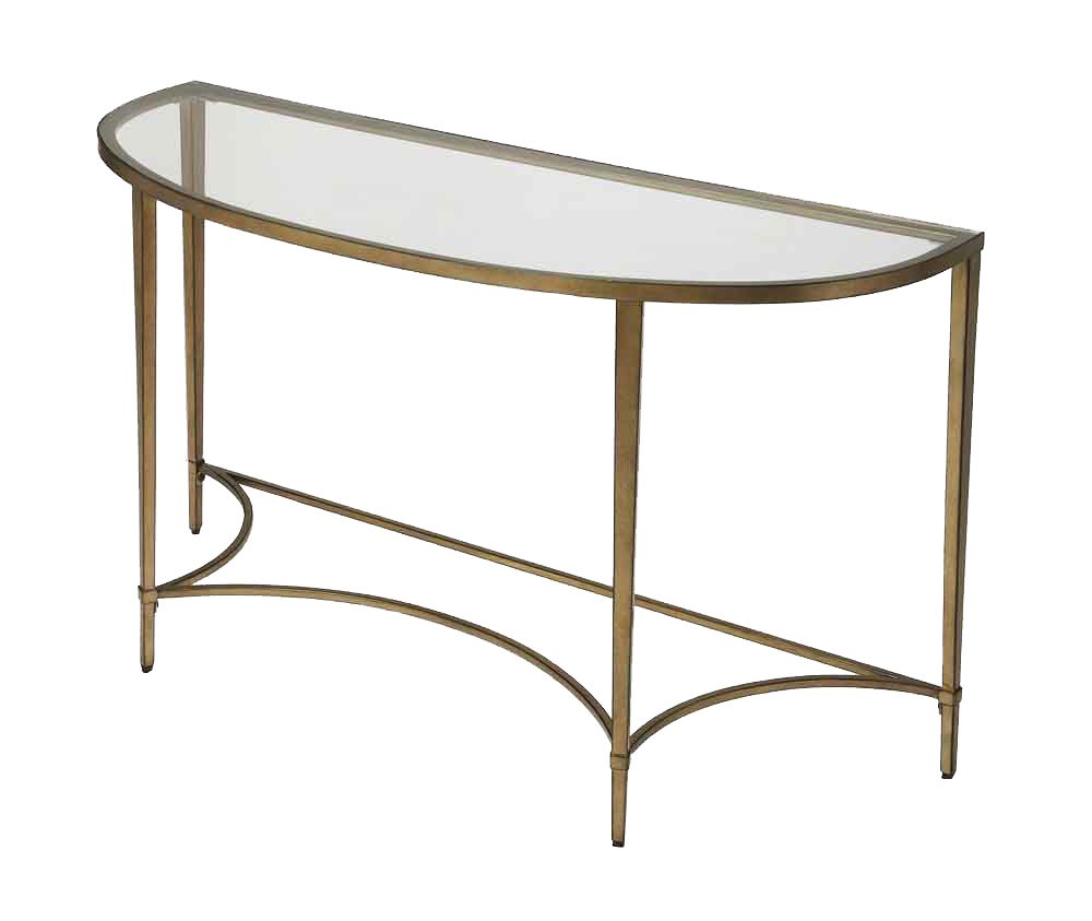 Offex Gold Tempered Glass Demilune Console Table – Walmart Within Clear Glass Top Console Tables (Photo 6 of 20)