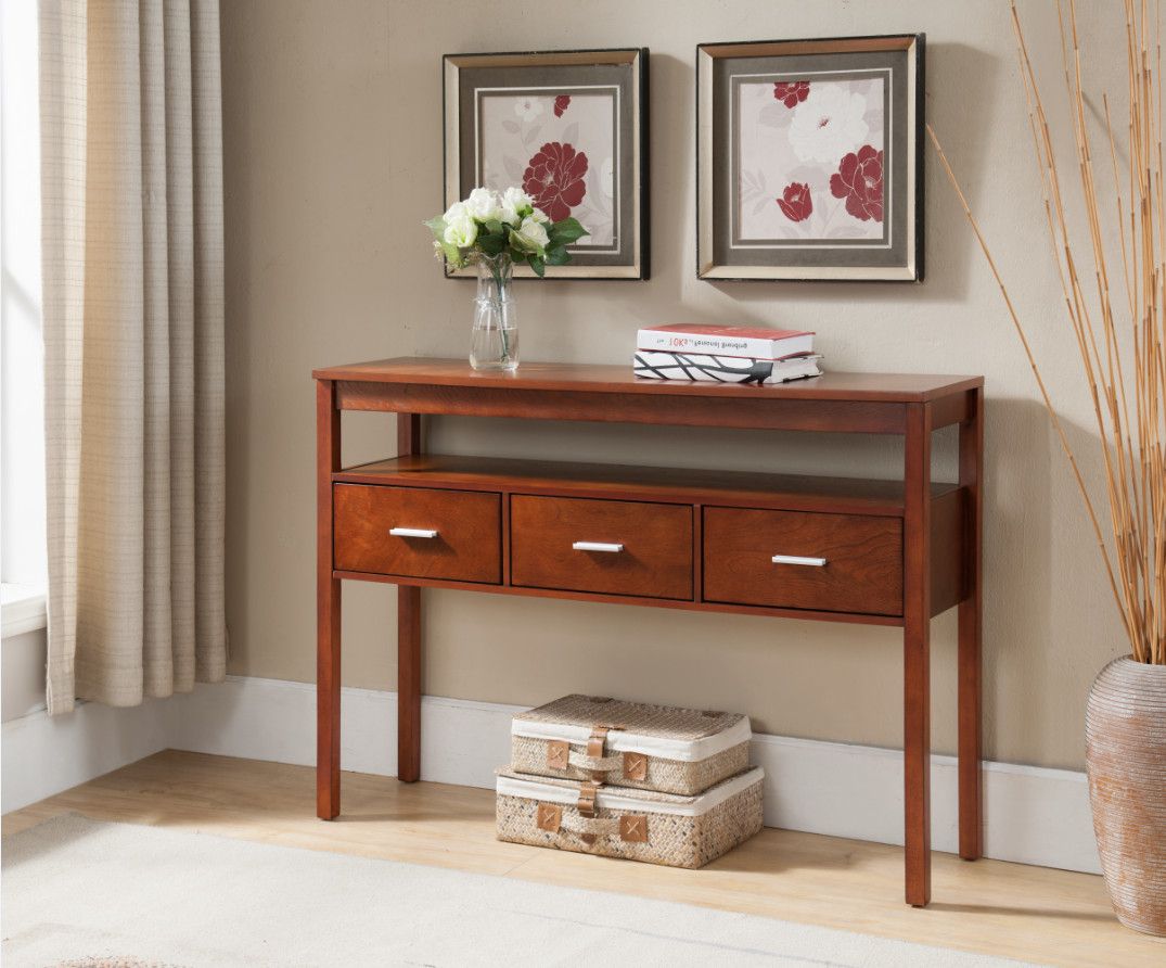 Oliver Walnut Wood Contemporary Occasional Entryway Within Black Wood Storage Console Tables (View 5 of 20)