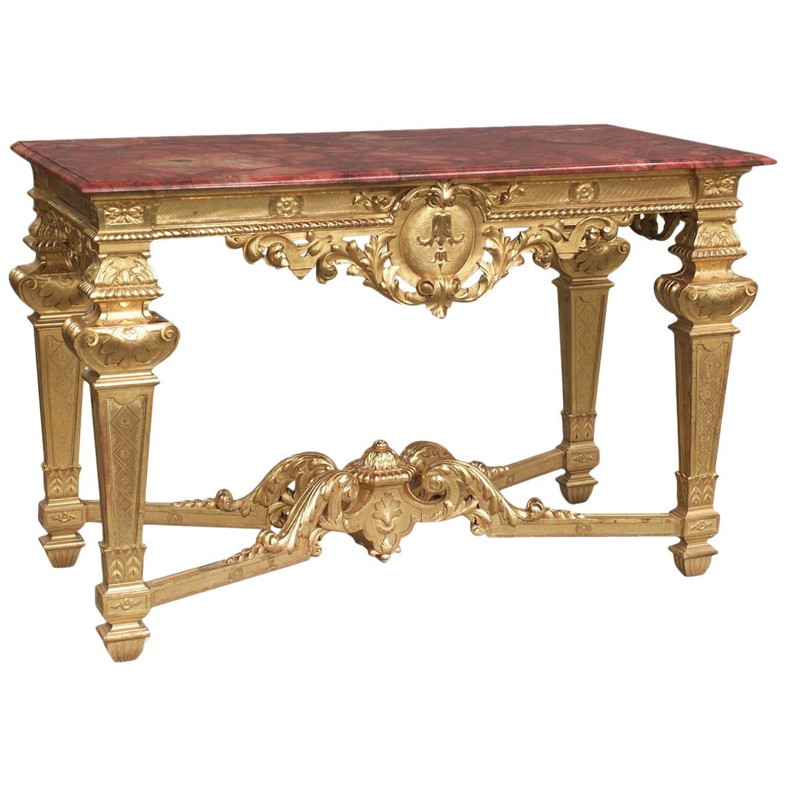 Ornate Vintage Carved Gold And Black Rectangular Console For Silver Leaf Rectangle Console Tables (View 13 of 20)