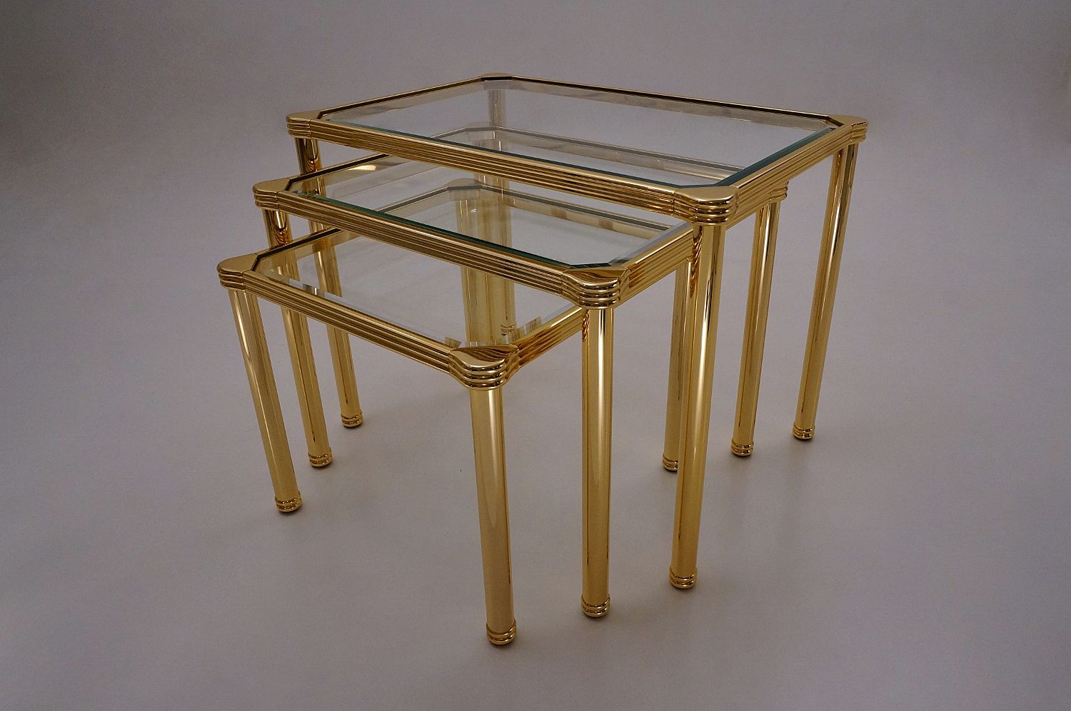 Orsenigo Nesting Tables, Gold Gilt & Bevelled Glass, 1980 With Antique Gold Nesting Console Tables (Photo 4 of 20)