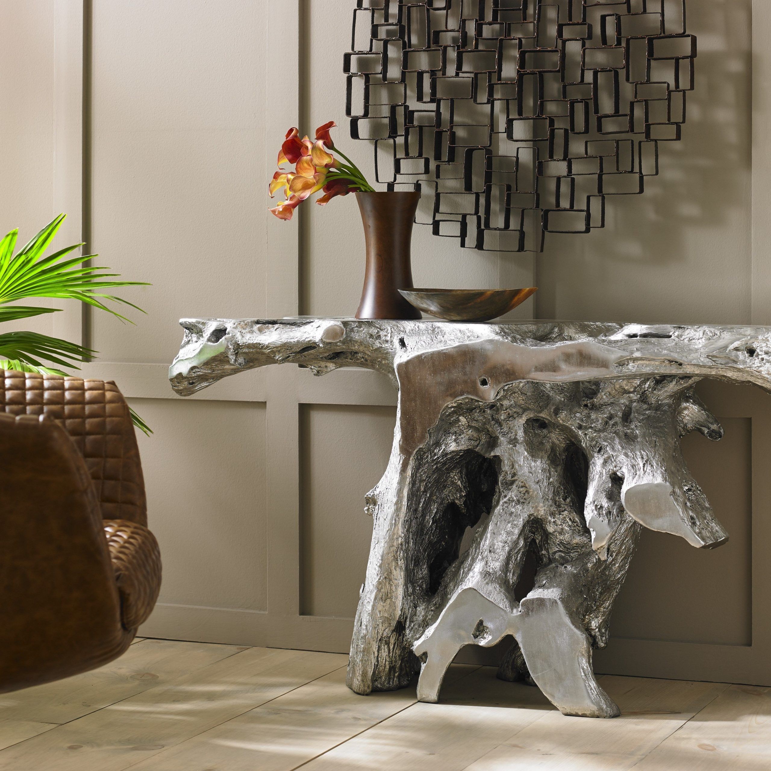 Our Brivo Console Table In Silver Leaf. #silver #table # Intended For Metallic Silver Console Tables (Photo 20 of 20)