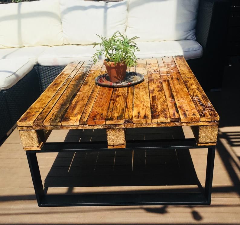 Outdoor Epoxy Coffee Table W/ Black Steel Legs – Woodify For Dark Coffee Bean Console Tables (View 11 of 20)