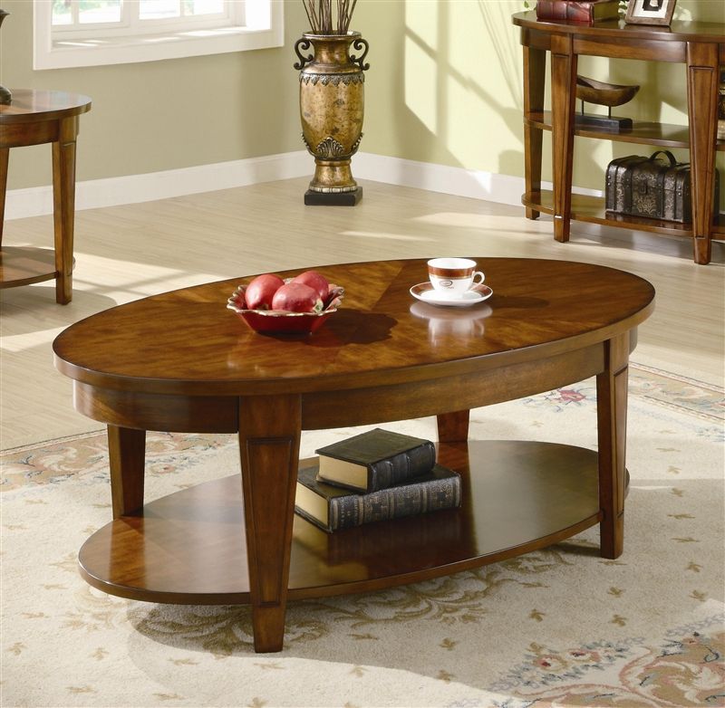 Oval Lift Top Coffee Table In Cherry Finishcoaster With Regard To Oval Corn Straw Rope Console Tables (Photo 2 of 20)