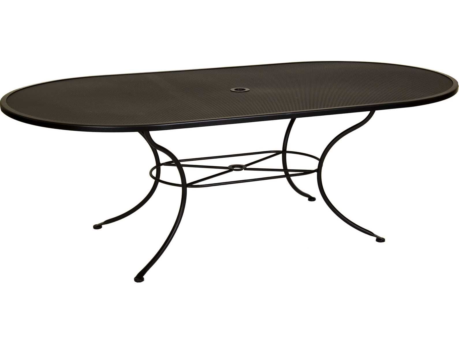 Ow Lee Mesh Wrought Iron 84 X 44 Oval Dining Table With With Regard To Oval Aged Black Iron Console Tables (View 19 of 20)
