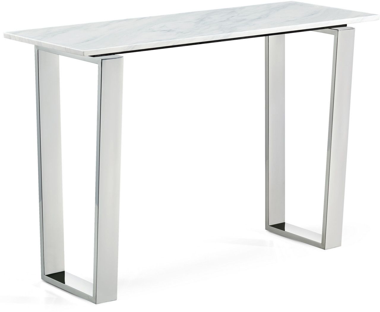 Owen Contemporary Genuine Marble Top Sofa Table W/chrome Intended For Silver Stainless Steel Console Tables (View 16 of 20)
