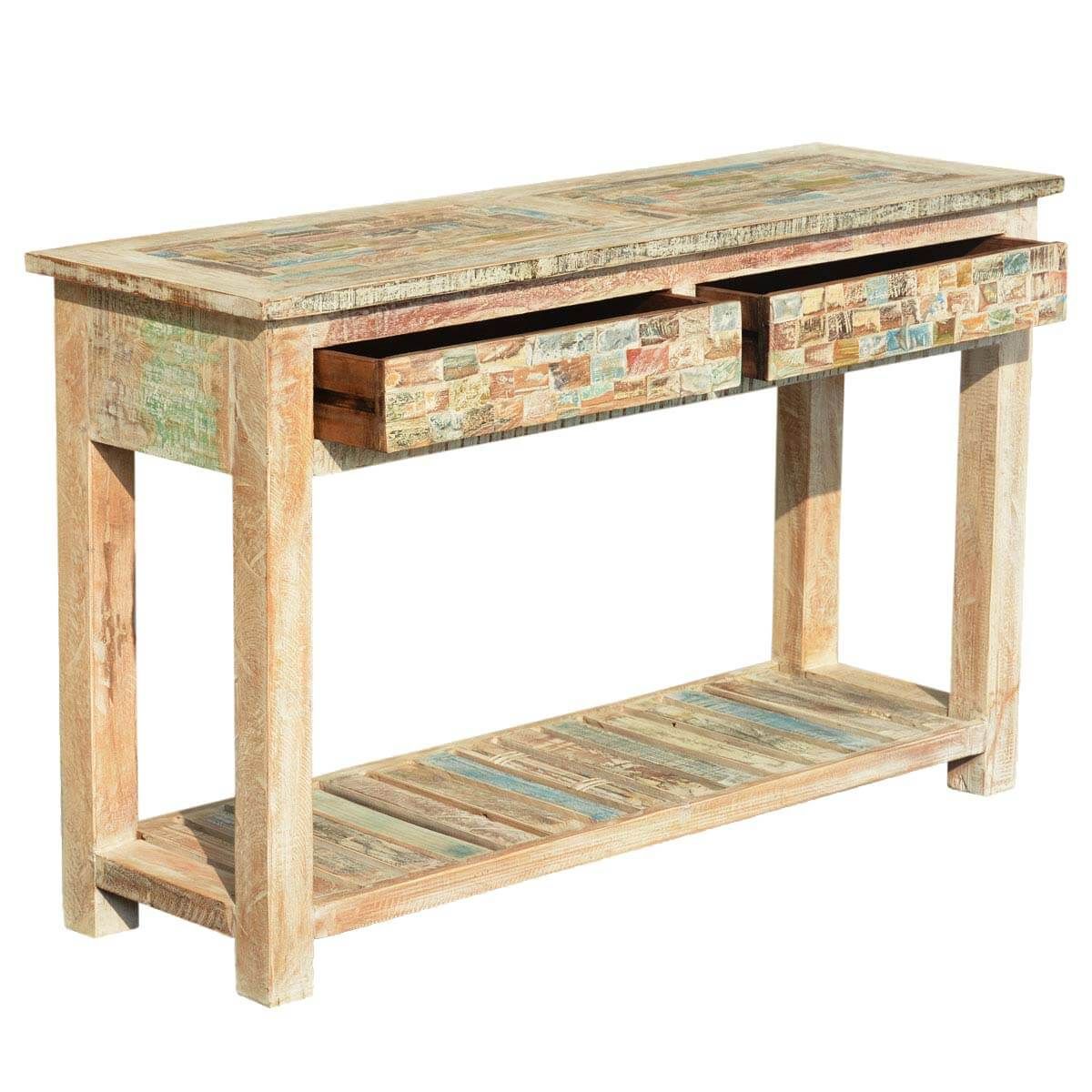 Paint Box Reclaimed Wood Pastel 47.5" Console Hall Table W In Reclaimed Wood Console Tables (Photo 6 of 20)