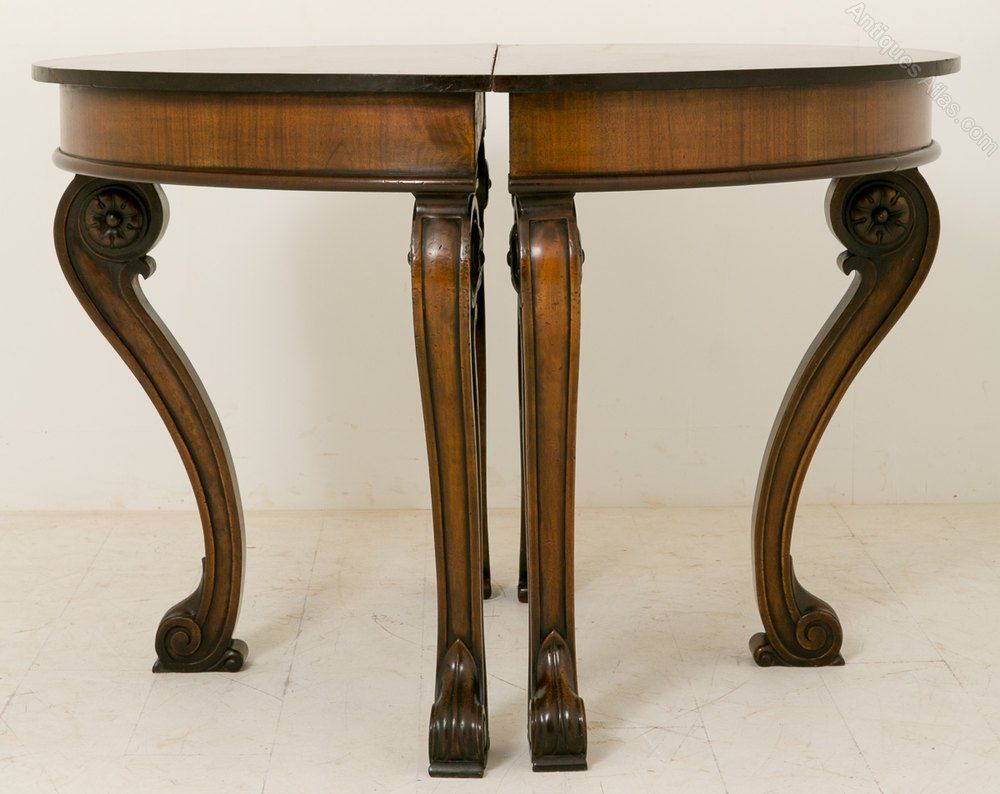 Pair Of Georgian Mahogany Half Round Console Table Pertaining To Round Console Tables (View 4 of 20)