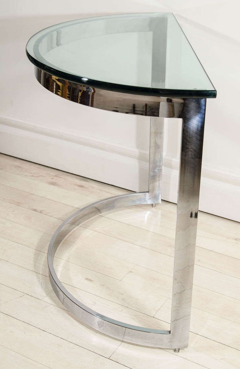 Pair Of Mid Century Modern Chrome And Glass Demilune For Chrome Console Tables (View 6 of 20)