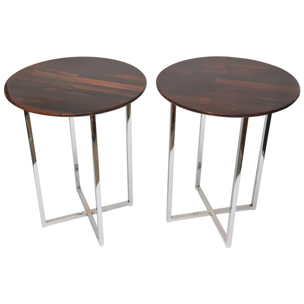 Pair Of Milo Baughman Polished Chrome And Wood Side Tables With Polished Chrome Round Console Tables (View 4 of 20)