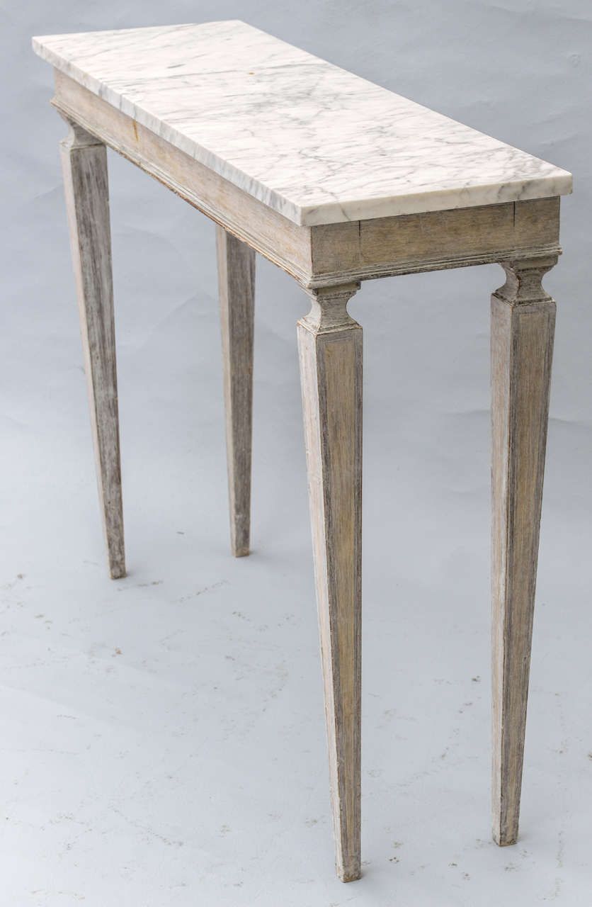 Pair Of Narrow Painted Console Tables With Marble Tops At With Regard To Marble And White Console Tables (View 17 of 20)