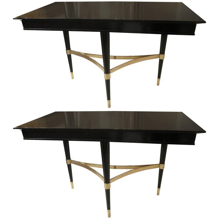 Pair Of Sculptural Ebonized Consoles On Tripod Base With With Regard To Console Tables With Tripod Legs (Photo 8 of 20)