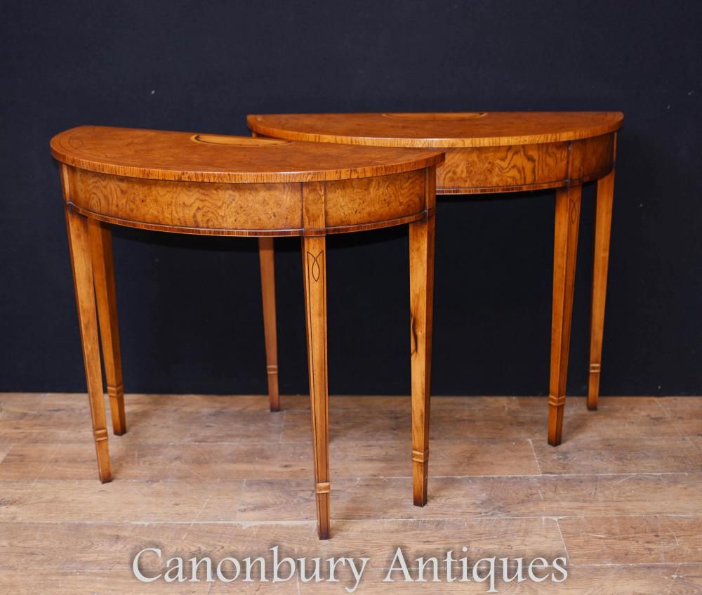 Pair Walnut Console Tables – Elegant Regency Hall Table Intended For Barnside Round Console Tables (View 15 of 20)