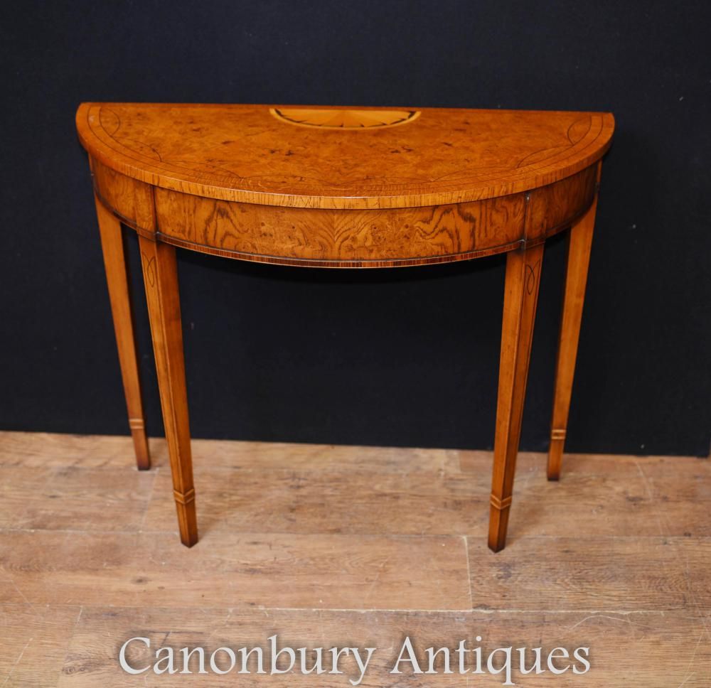 Pair Walnut Console Tables – Elegant Regency Hall Table Intended For Round Console Tables (Photo 1 of 20)