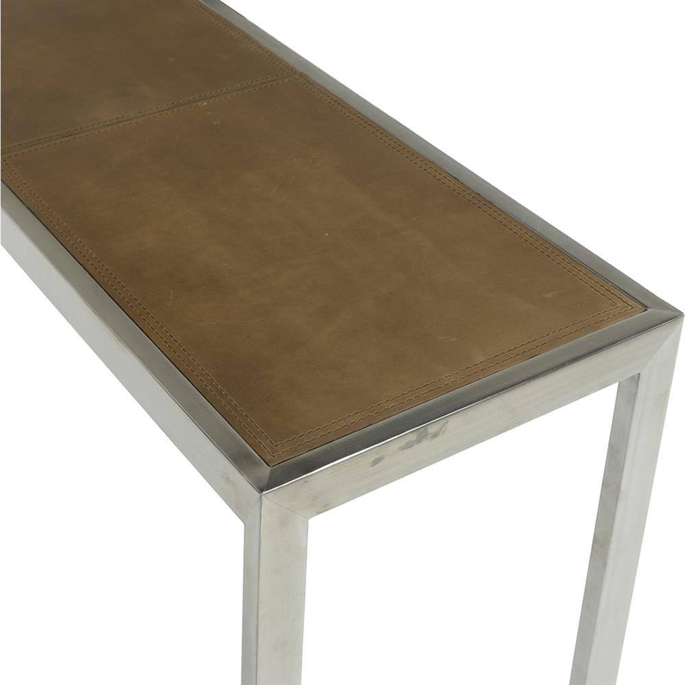 Palecek Mathis Modern Brown Cowhide Leather Stainless In Stainless Steel Console Tables (View 20 of 20)