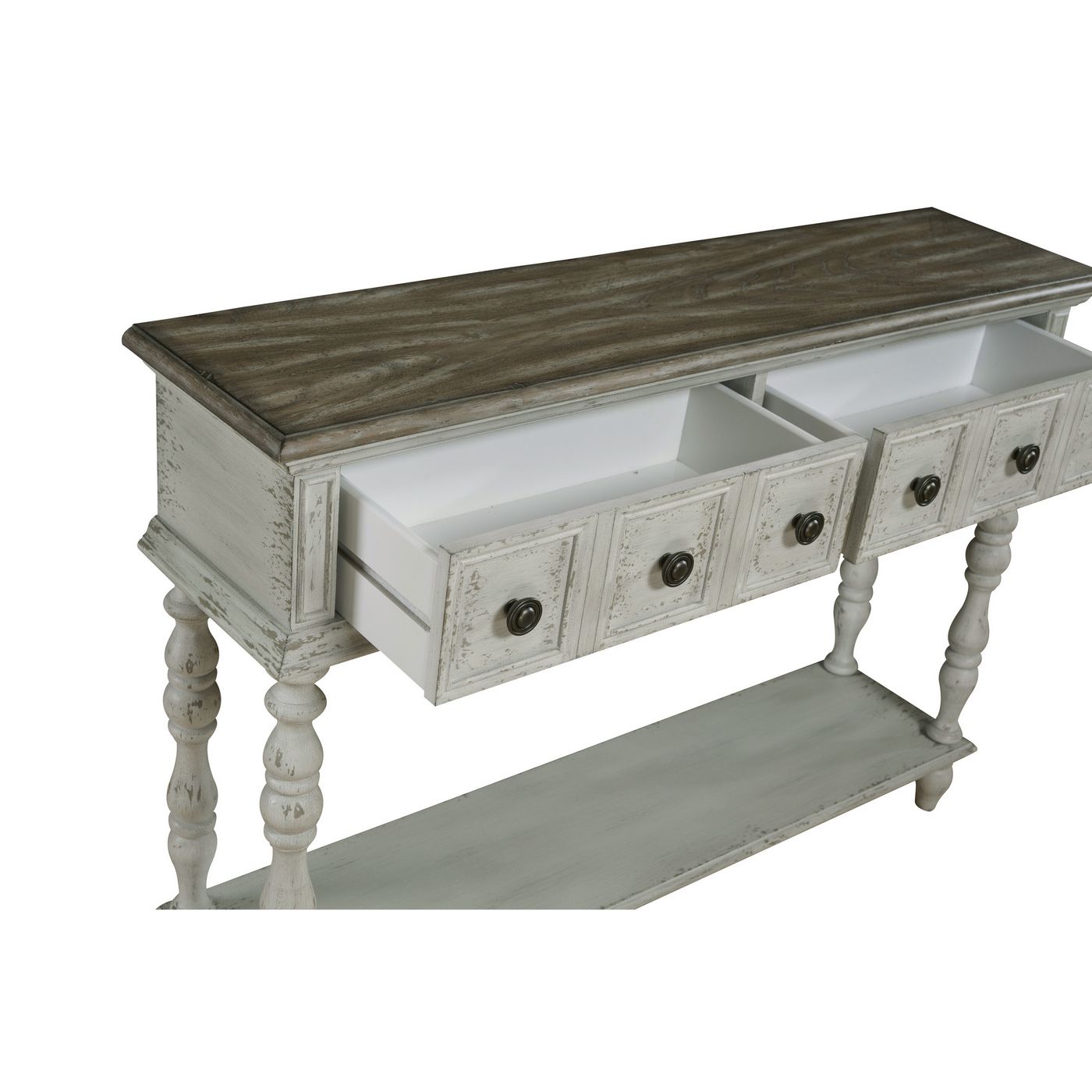 Partridge Two Toned Weathered 2 Drawer Sofa Table With With 2 Drawer Console Tables (View 19 of 20)