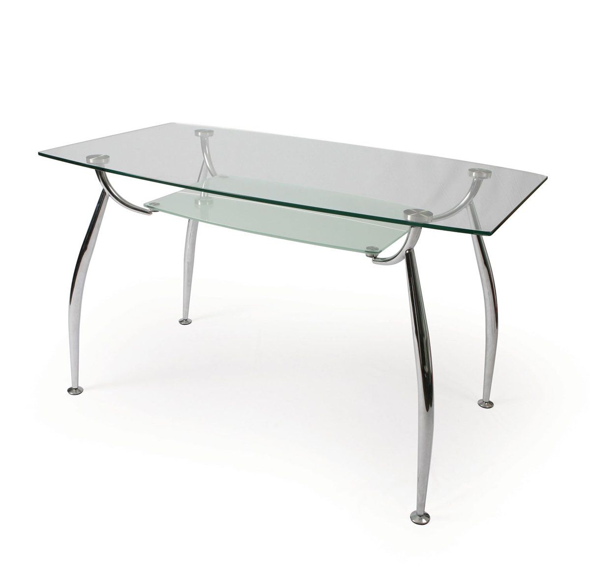 Pastel Roman Rectangular Clear Glass Dining Table In For Chrome And Glass Rectangular Console Tables (Photo 13 of 20)