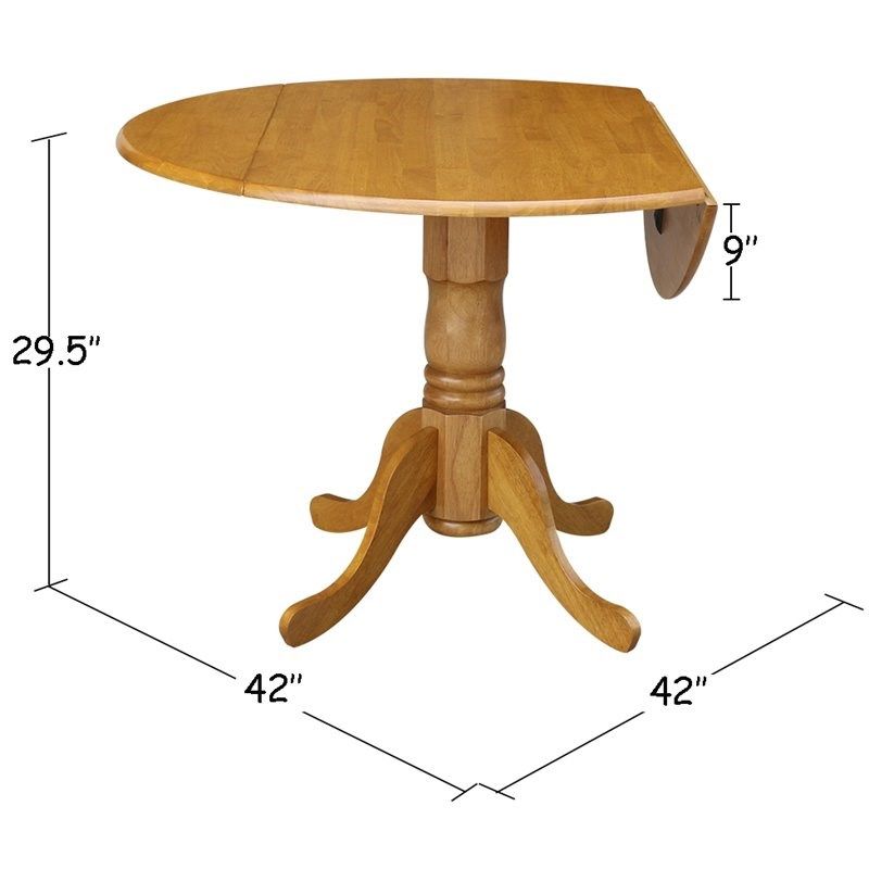 Pemberly Row – Round 42" Wooden Round Dual Drop Leaf For Leaf Round Console Tables (View 11 of 20)