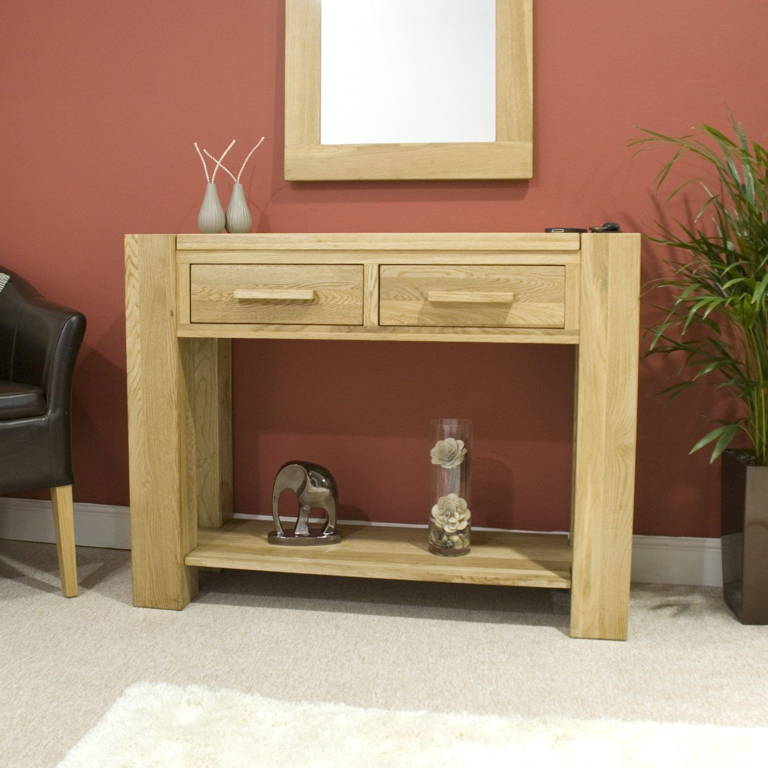 Pemberton Solid Modern Oak Hallway Furniture Console Hall For Large Modern Console Tables (Photo 9 of 20)