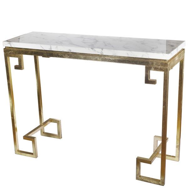 Phoenecian Nights Goldtone Iron And White Marble Console Within White Marble And Gold Console Tables (View 19 of 20)