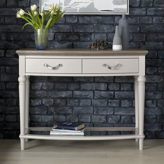 Premier Collection Montreux Grey Washed Oak & Soft Grey Regarding Rustic Barnside Console Tables (Photo 17 of 20)