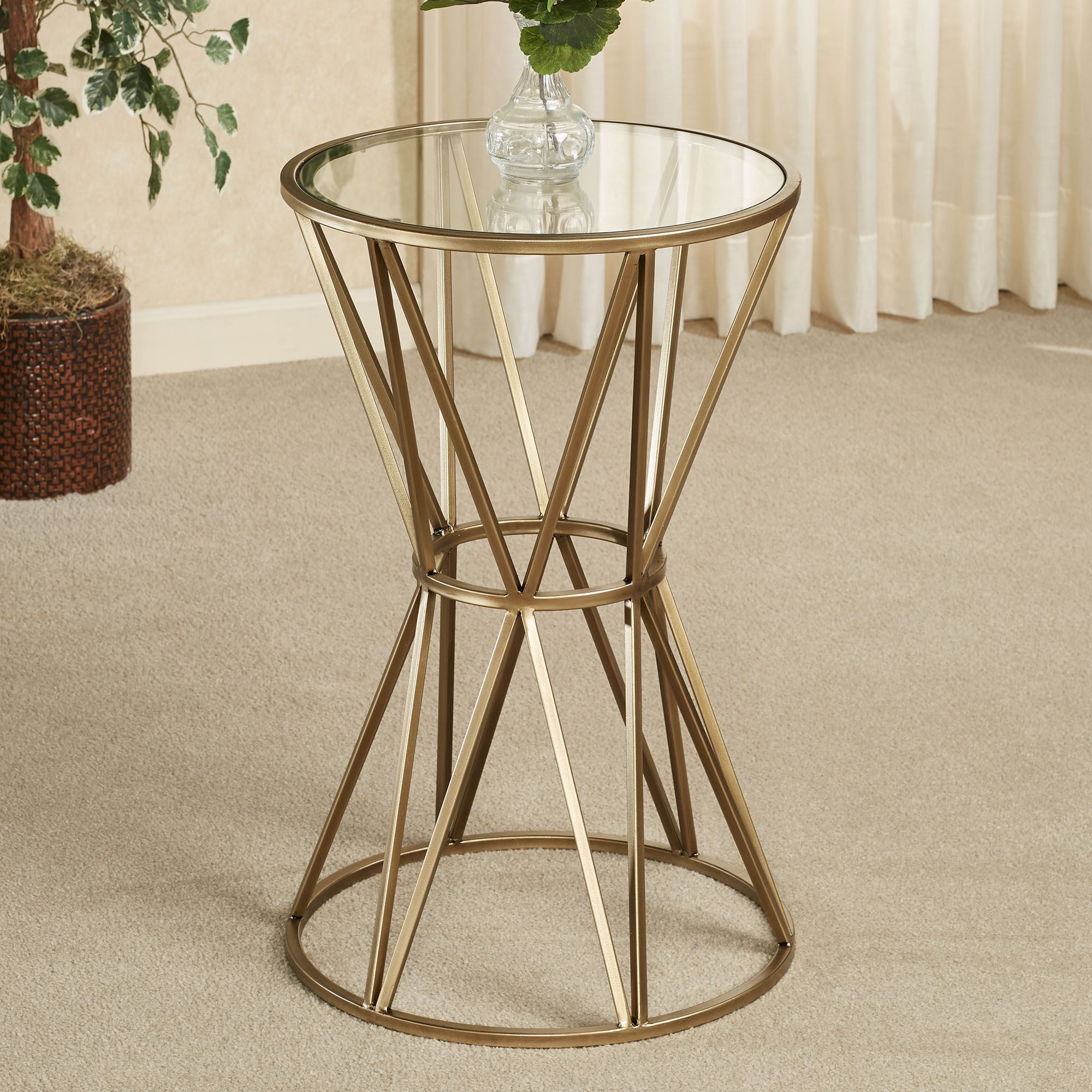 Presley Gold Metal Round Accent Table Regarding Cream And Gold Console Tables (View 4 of 20)