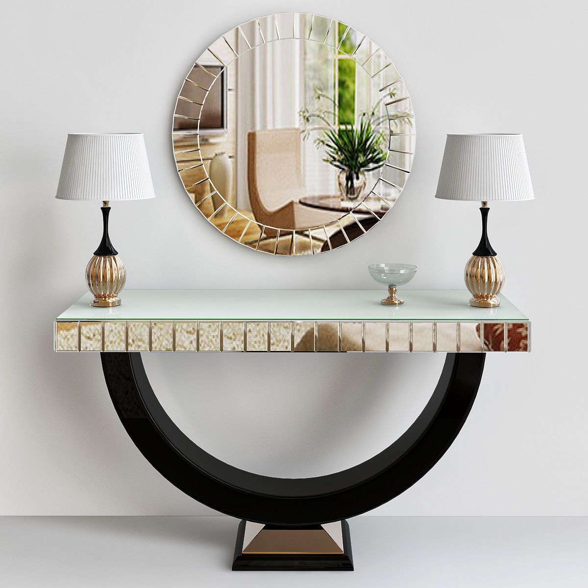 Quartz Black Mirrored Console Table 3d | Cgtrader Within Mirrored And Chrome Modern Console Tables (Photo 16 of 20)