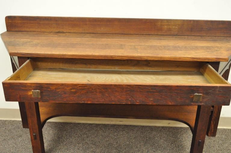 Rare Limbert One Drawer Mission Oak Console Table With Inside Metal And Mission Oak Console Tables (View 20 of 20)