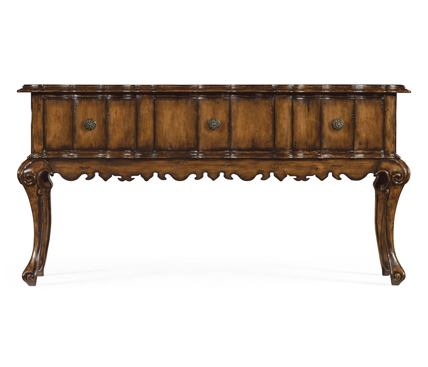 Rectangular Console Table In Rustic Walnut With Drawers With Walnut And Gold Rectangular Console Tables (View 20 of 20)