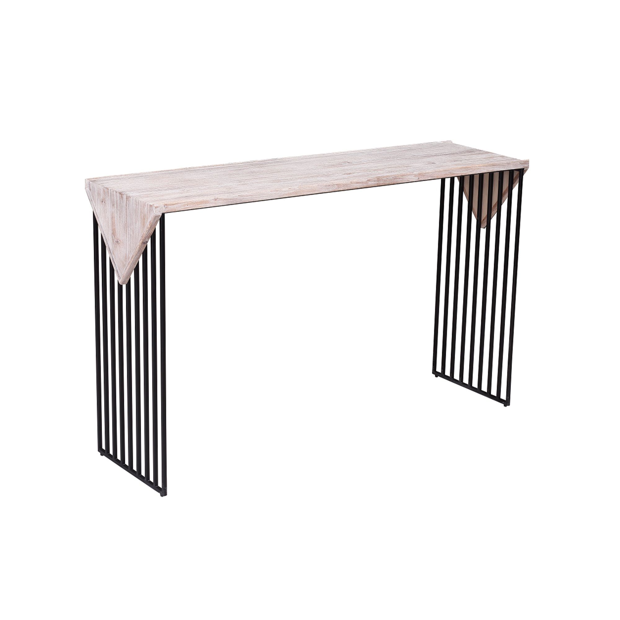 Rectangular Wooden Console Table With Sled Wire Base, Gray Within Wood Rectangular Console Tables (View 14 of 20)
