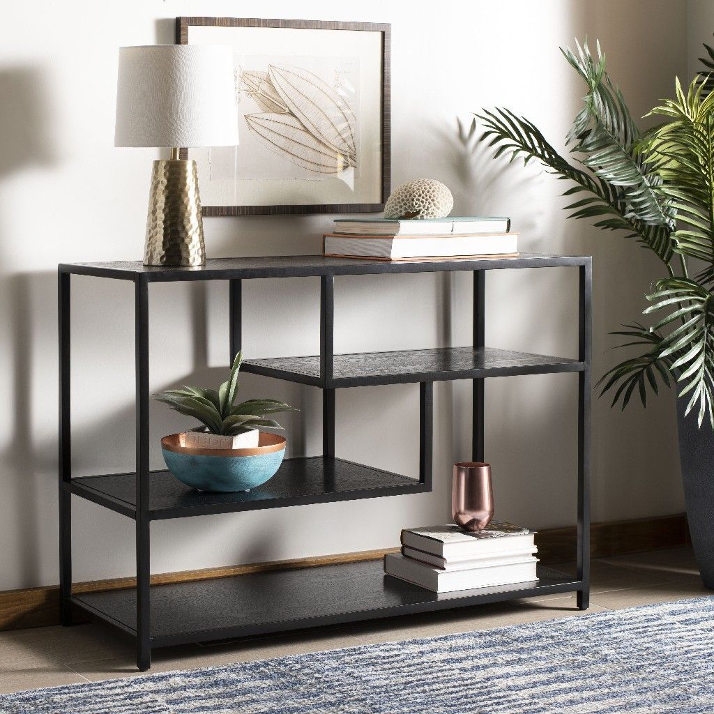 Reese Geometric Console Table In Black/black – Safavieh Inside Geometric Console Tables (View 20 of 20)