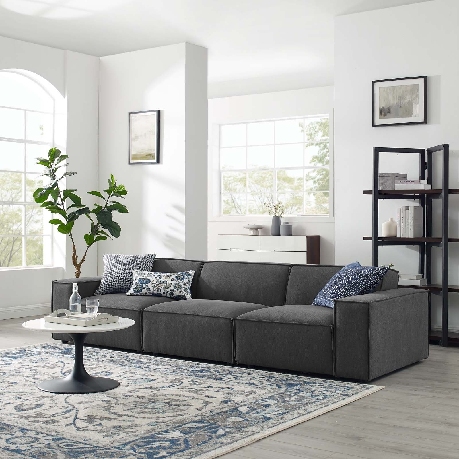 Restore 3 Piece Sectional Sofa In Charcoal – Hyme Furniture Within 3 Piece Console Tables (Photo 10 of 20)