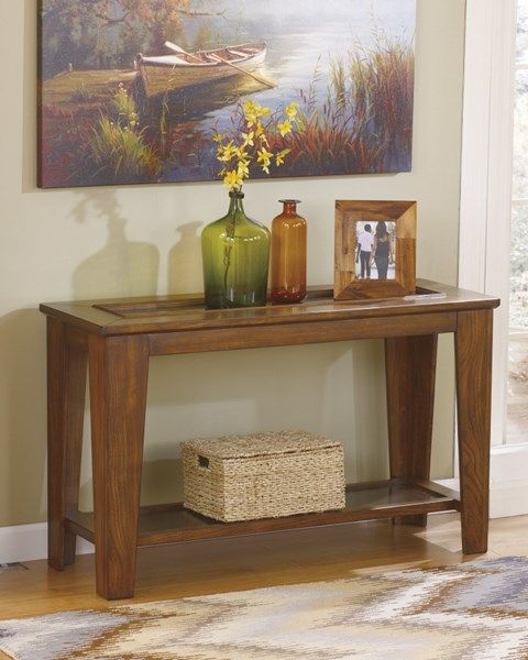 Ristler Casual Brown Wood Glass Sofa Table | The Classy Home Regarding Brown Wood Console Tables (View 12 of 20)