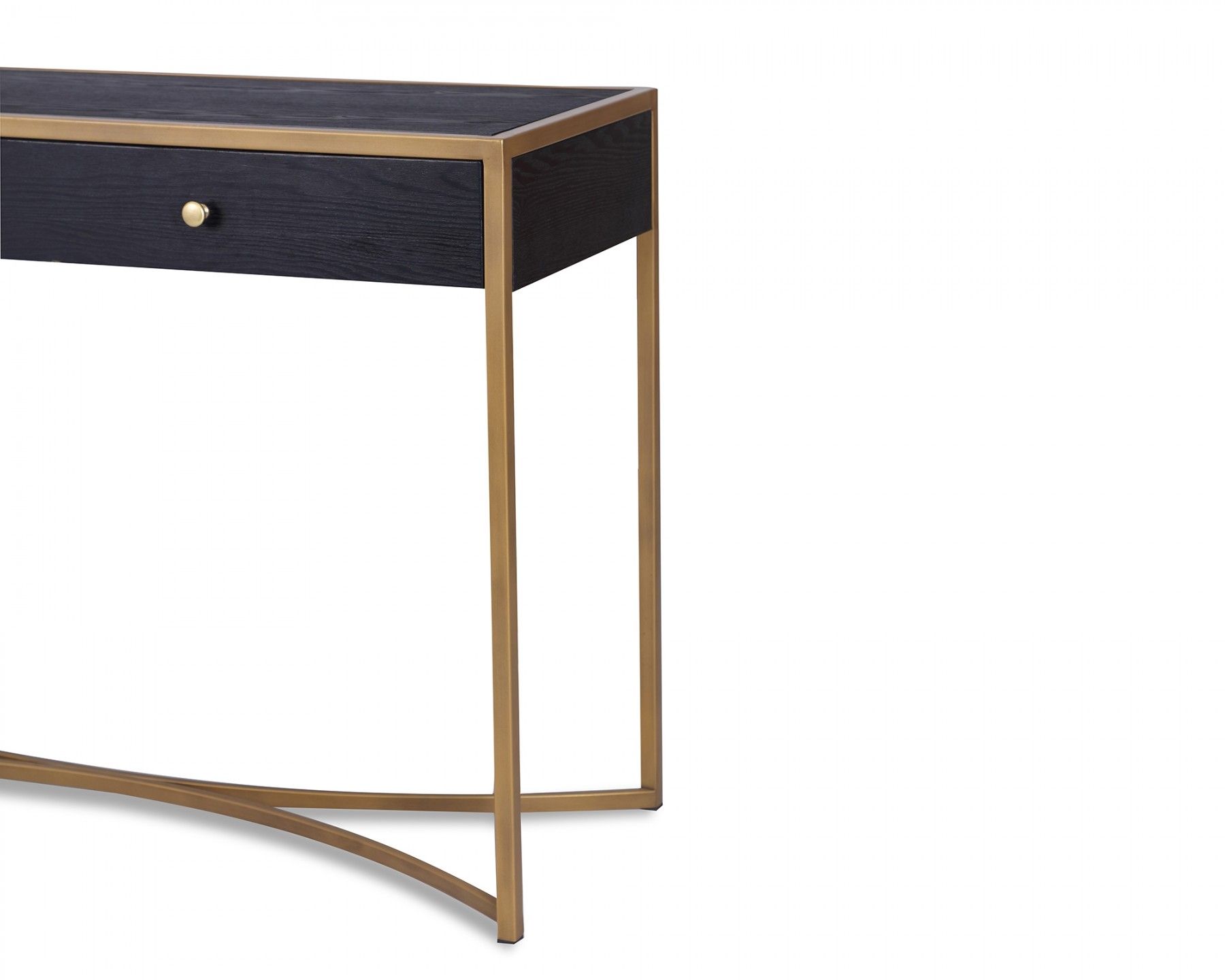 Rivoli Black Ash & Brass Console Table | Shop Now In Swan Black Console Tables (View 10 of 20)