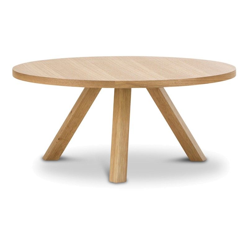 Roi Wooden Round Coffee Table, 80cm, Light Oak For Light Natural Drum Console Tables (View 18 of 20)