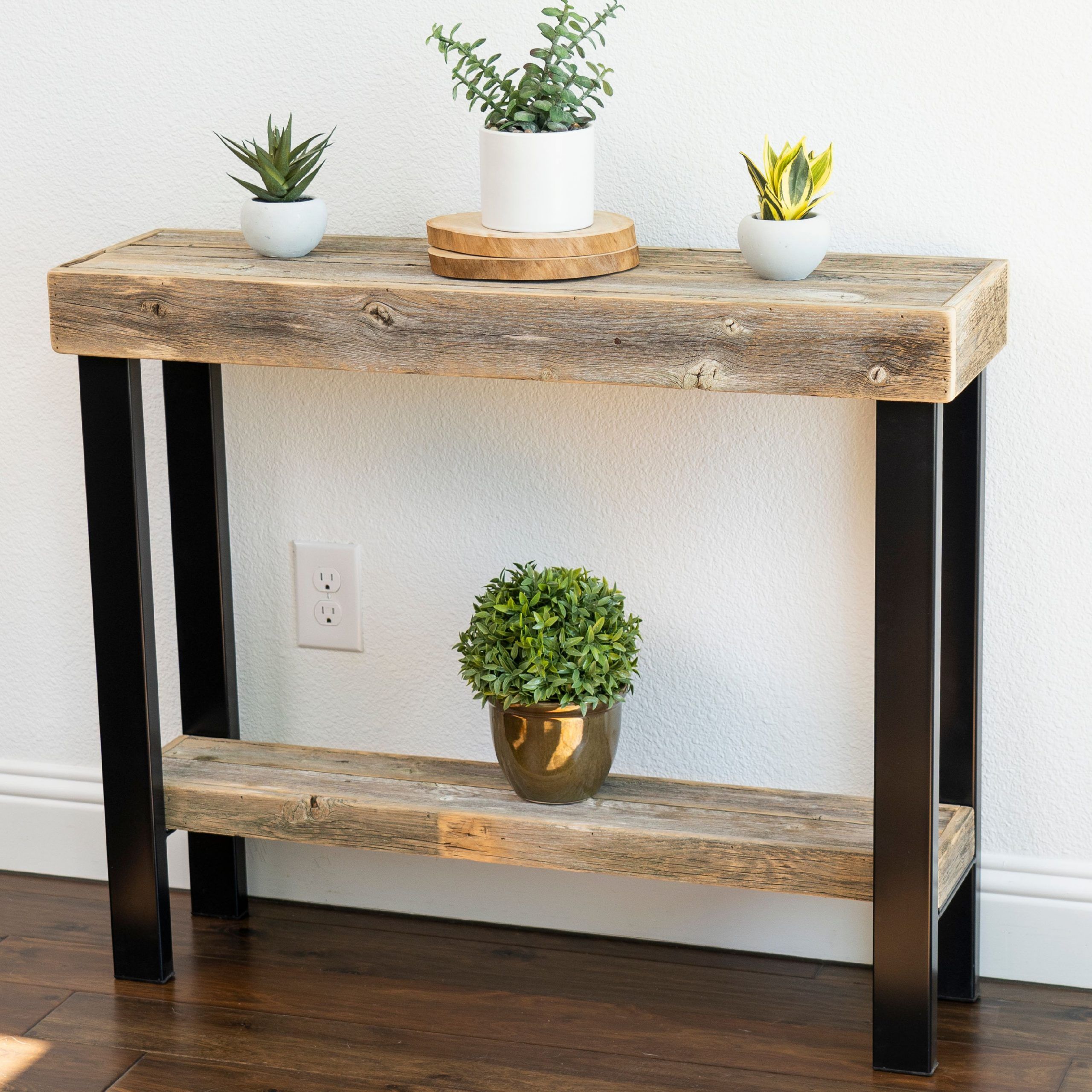Roland Small Living Room Console Table, Reclaimed Wood W For Caviar Black Console Tables (View 3 of 20)