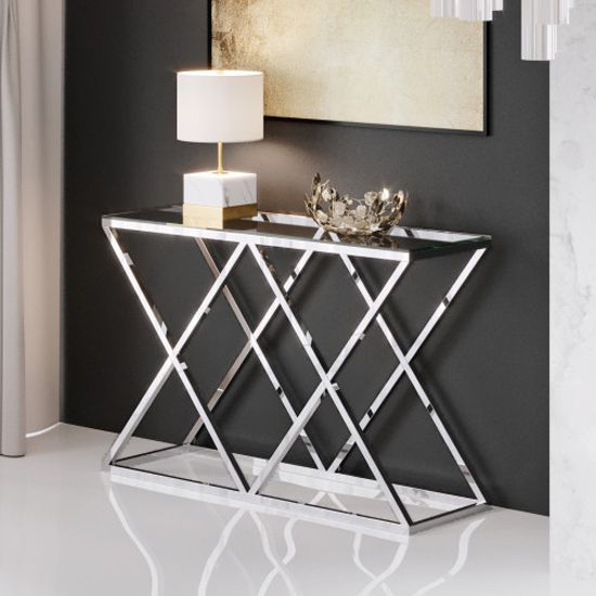Roma Clear Glass Console Table With Silver Stainless Steel In Glass And Stainless Steel Console Tables (View 20 of 20)