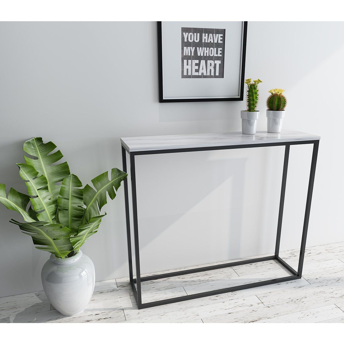 Roomfitters Sofa Console Table Marble Print Top Steel In Faux White Marble And Metal Console Tables (View 7 of 20)